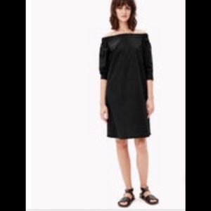 Theory Off shoulder poplin dress